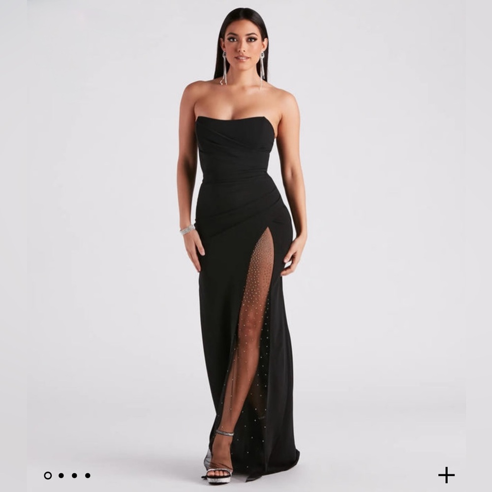 Emerson High Slit Rhinestone Mesh Formal Dress
